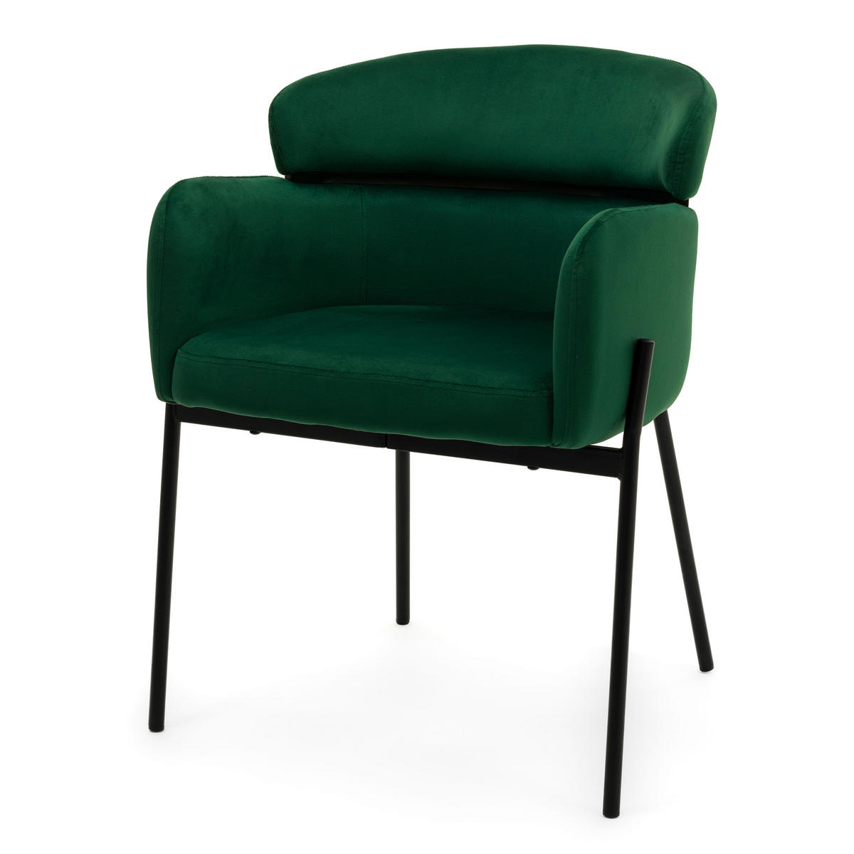 STUHL BOLZANO gepolsterter mit Steppung - grün - Samt Velour - Schwarz/Grün, Textil/Metall (62/80/61cm) - NEW HOME