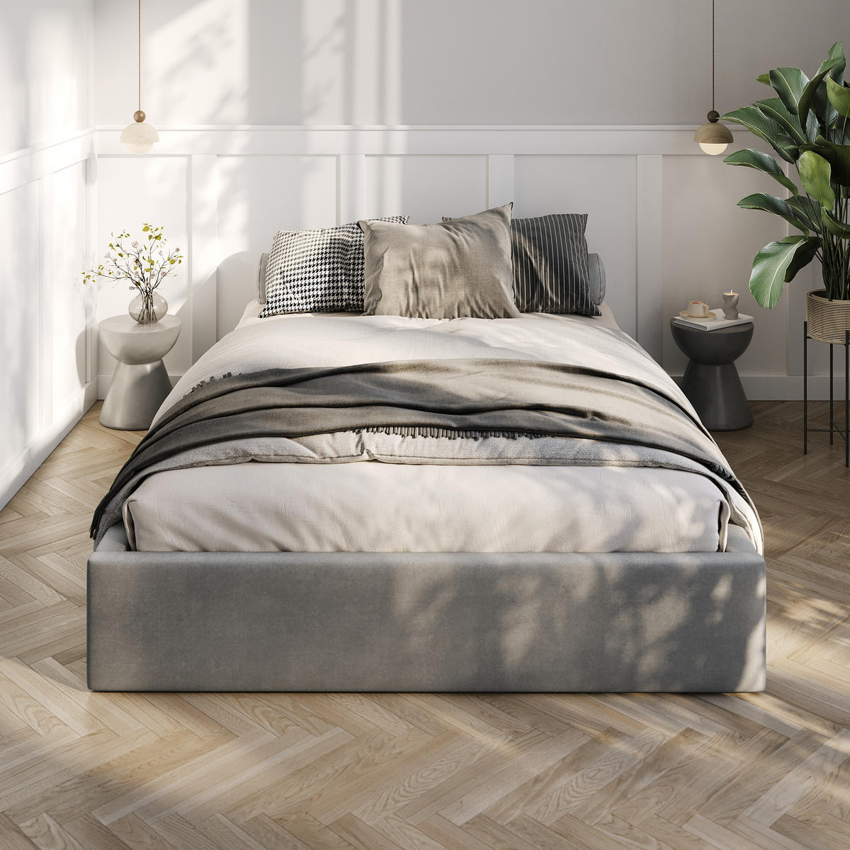 POLSTERBETT 140x200cm Bett mit Stauraum Lattenrost Grau - Grau, Holz/Holzwerkstoff (140/200cm) - Muralo