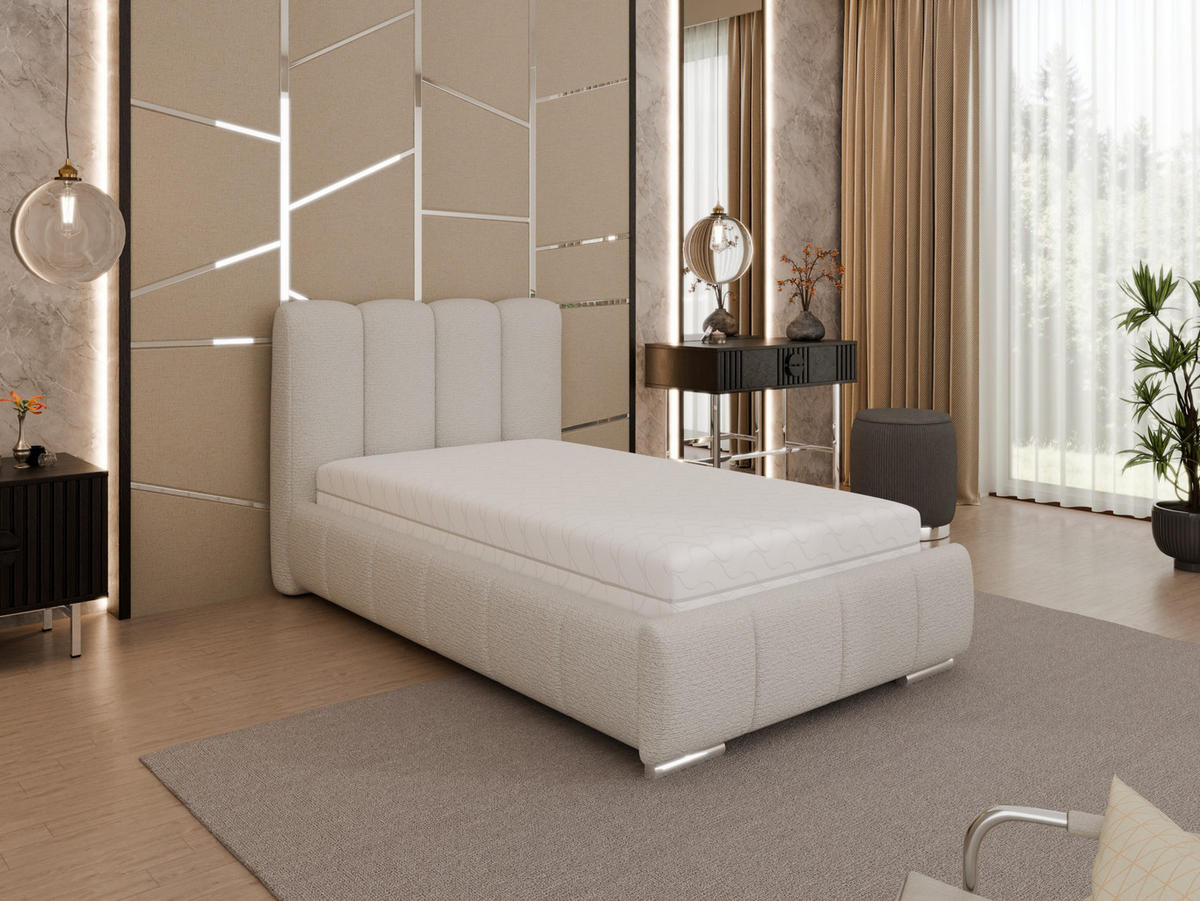 POLSTERBETT Zaira 100x200cm – Elegantes Polsterbett für modernen Wohnstil , Taschenfederkernmatratze Pocket (19cm), cappuccino - Cappuccino, Holz (100/200cm) - Homesy