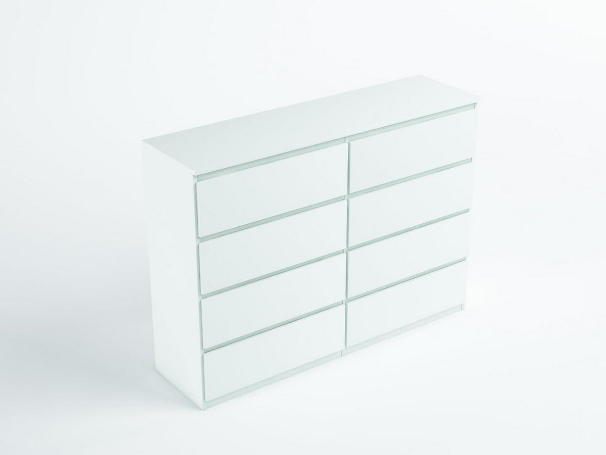 KOMMODE mit 8 Schubladen Weiß 100x39x101,5 cm - Weiß, Holzwerkstoff (101.5/100/39cm) - MebLocker