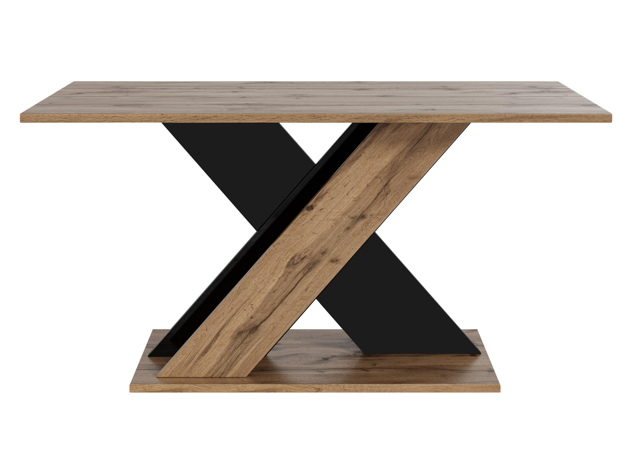 Mirjan24 Couchtisch Eiche Wotan, Schwarz Hochglanz 110x55x60 cm
