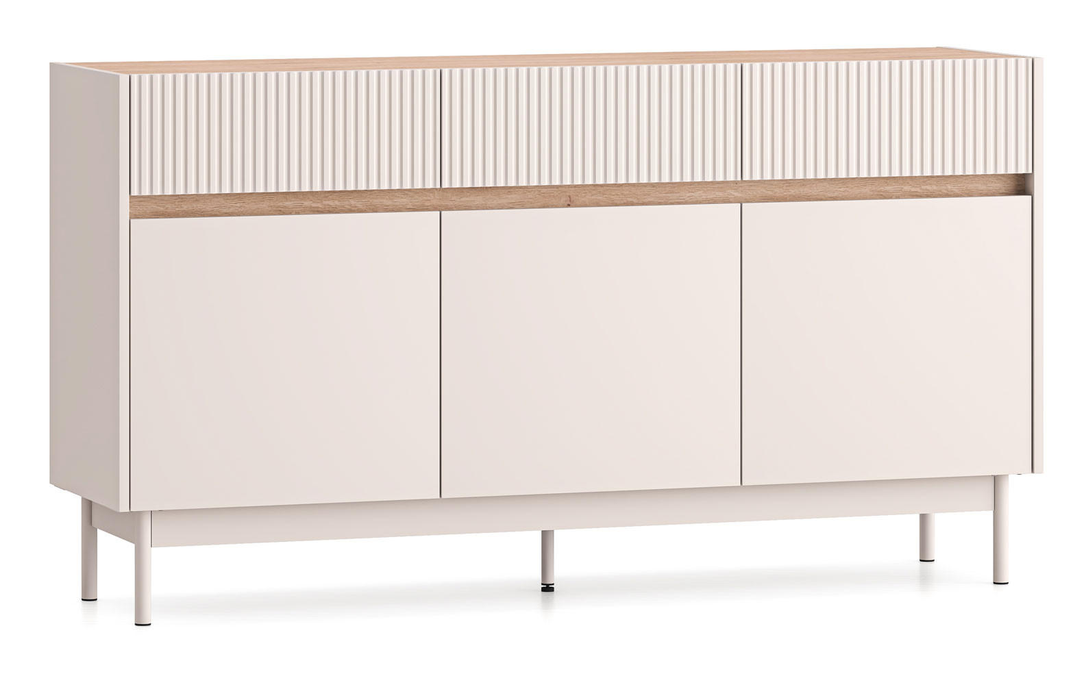 Feldmann-Wohnen Sideboard Creme, Braun 154x85x40 cm
