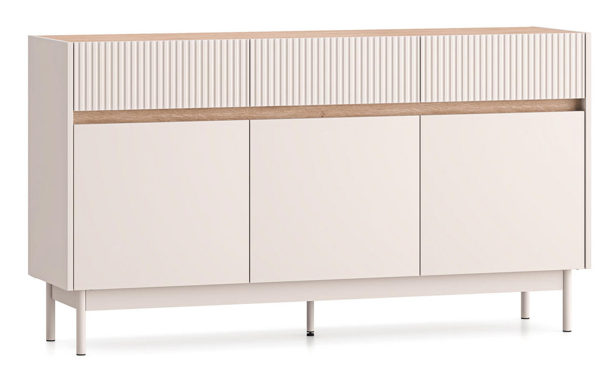 SIDEBOARD Dunea Cashmere / Eiche Cremona Torro 154 / 40 / 85 cm - Kaschmir/Creme, Holz/Holzwerkstoff (154/85/40cm) - Feldmann-Wohnen