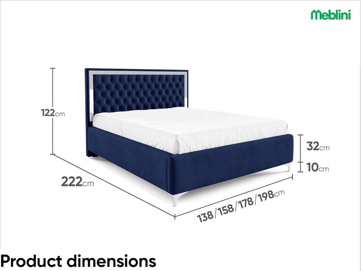 POLSTERBETT ARONA - Blau, Textil (120/200cm) - Meblini