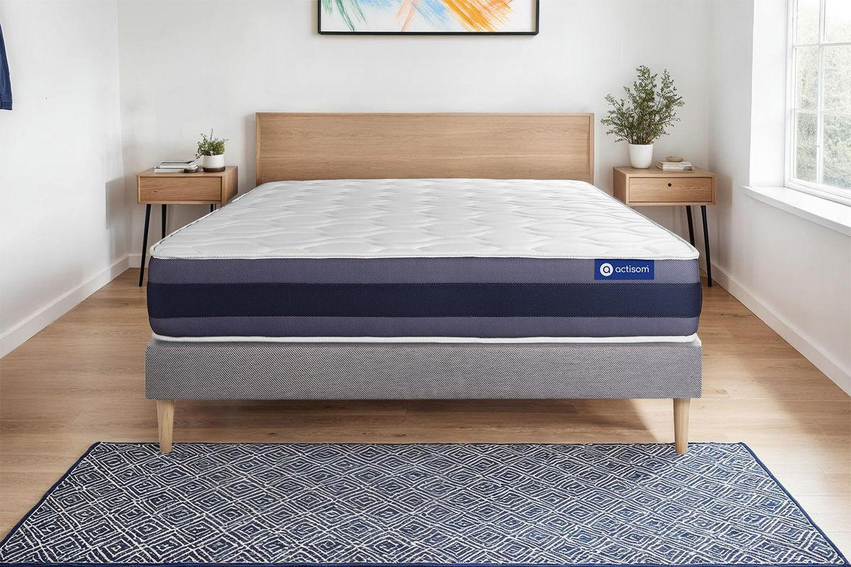 BETT Actimemo morpho Memory-Schaum 130 x 210 cm h1 - Kit Bettgestell Grau - Beige/Grau, Karton/Holz (130/210cm) - ACTISOM