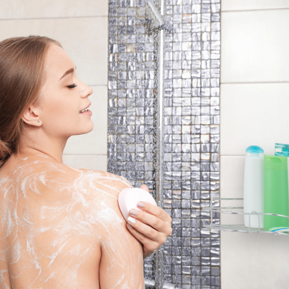 DUSCHABLAGE - Silberfarben, Metall (26.5/7/26.5cm) - Relaxdays