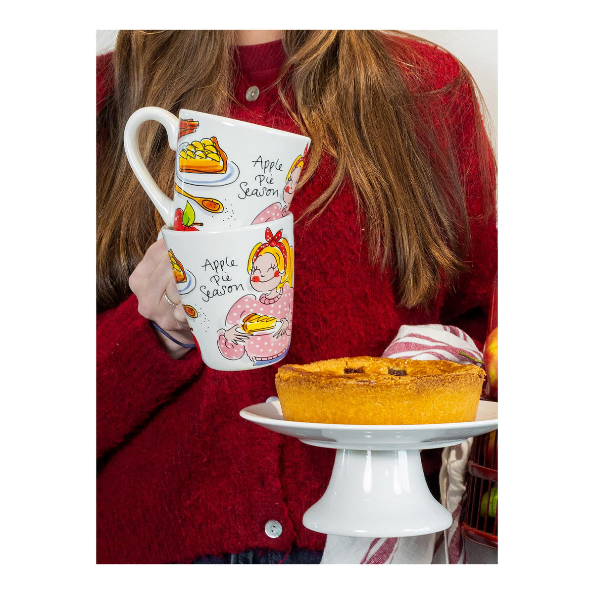 BECHER Gemütliche Tage - Apfelkuchenzeit in Bunt - 350 ml - Multicolor, Keramik (0.35L) - Blond Amsterdam