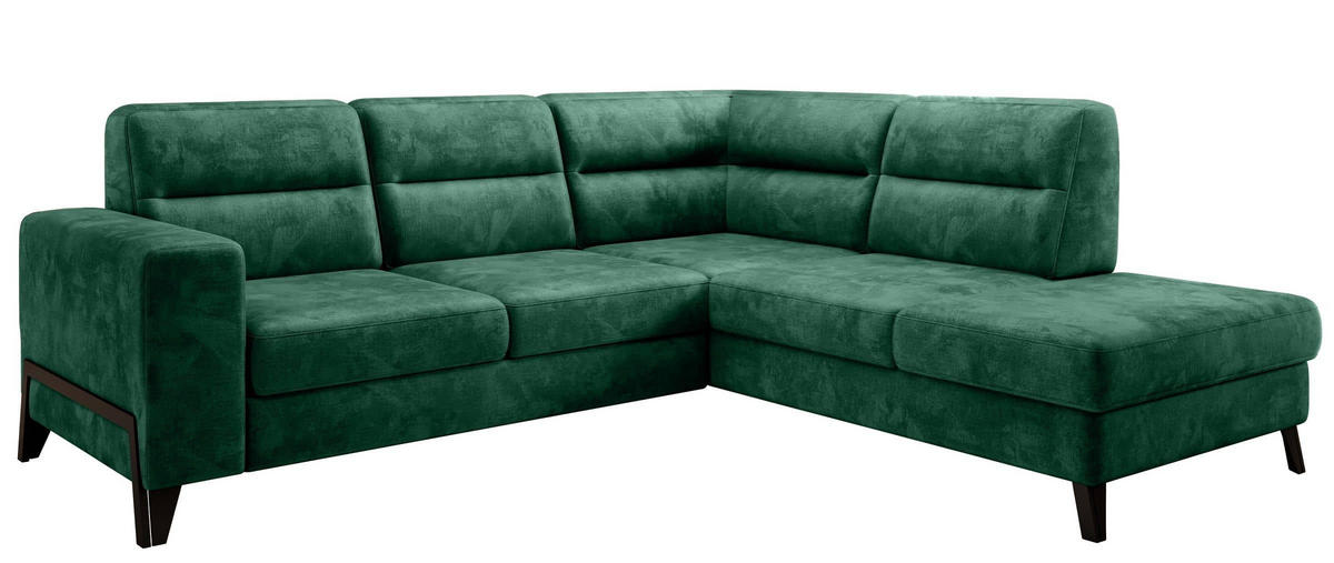 ECKSOFA mit Schlaffunktion & Bettkasten, luxus Nube-Stoff - Dunkelgrün/Schwarz, Textil/Metall (237/277cm) - Eltap