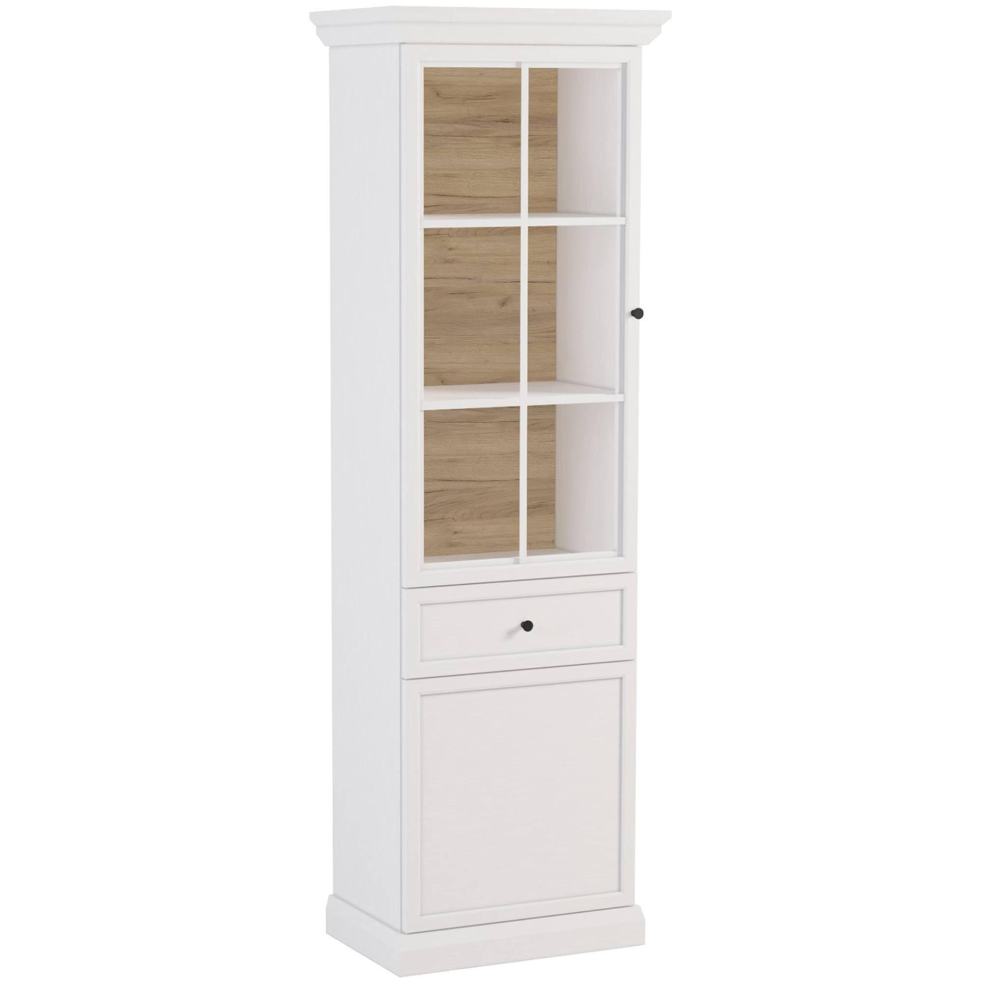 VITRINE mit Spiegel KATRIA, Weiß - Weiß, Holzwerkstoff (64/200/42cm) - KONSIMO®