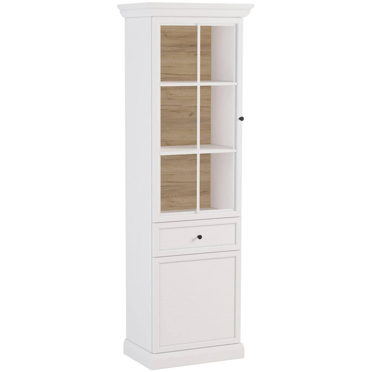 VITRINE mit Spiegel KATRIA, Weiß - Weiß, Holzwerkstoff (64/200/42cm) - KONSIMO®