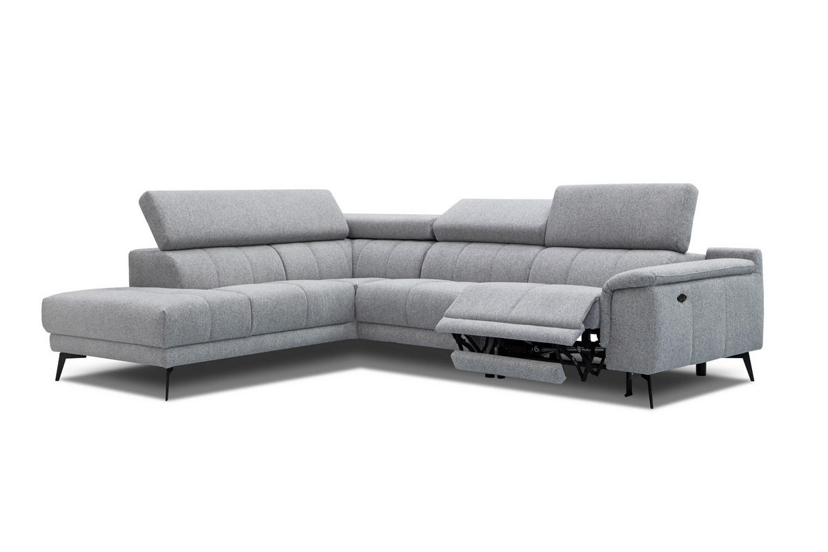 ECKSOFA FIERO 5-Sitzer mit 1 Relaxfunktion, silberfarben - Silberfarben, Holzwerkstoff/Textil (228/290cm) - Courtois Laville