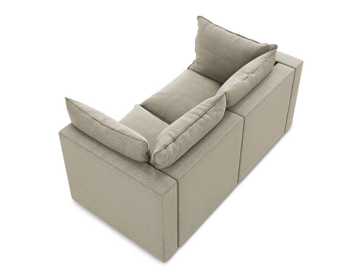2-SITZER-SOFA Bouclé Stoff Grau - Taupe/Schwarz, Holzwerkstoff/Kunststoff (180/77/90cm) - LaMiaSofa
