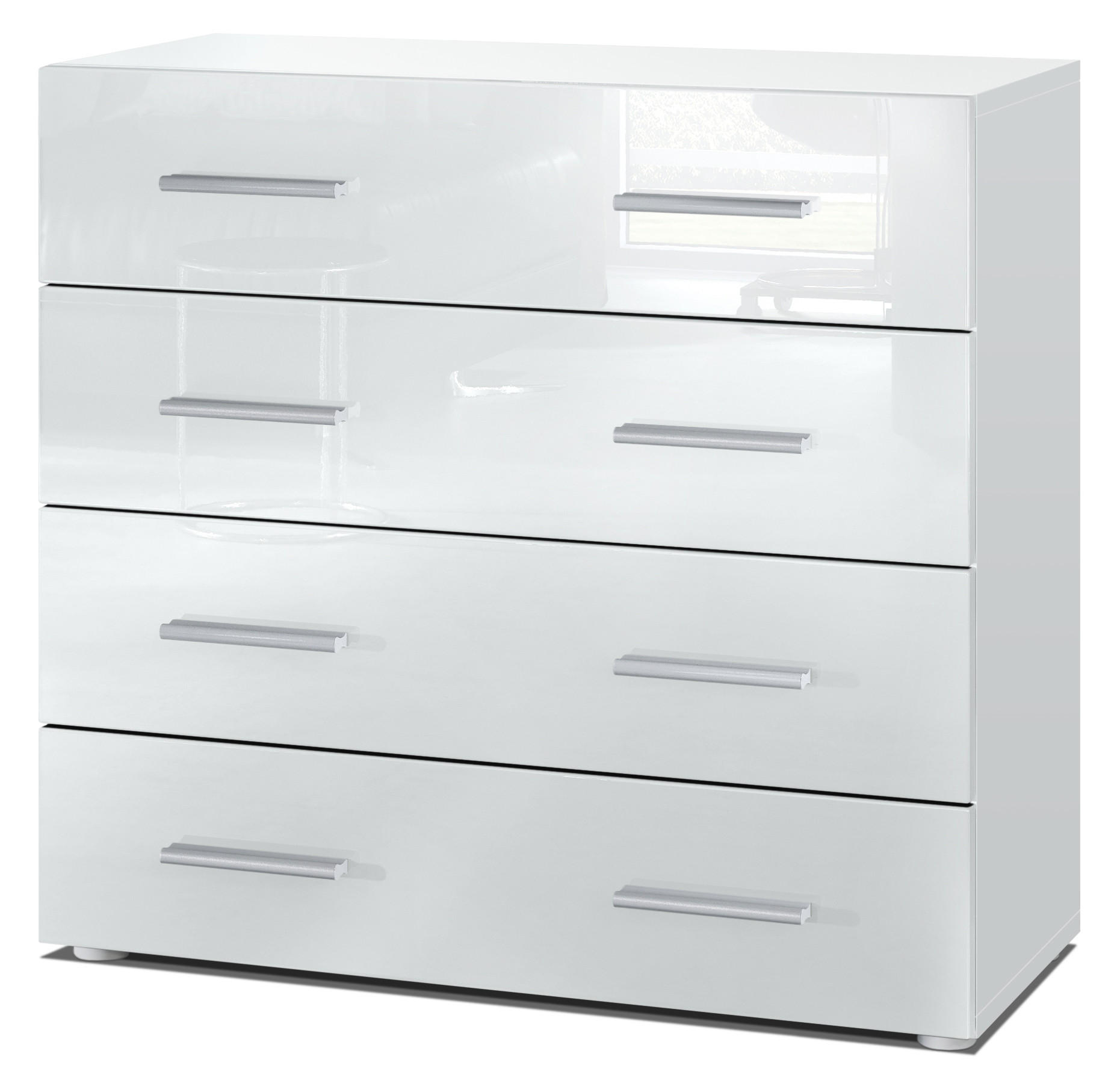 Vladon Kommode Weiß Hochglanz 76x72x35 cm