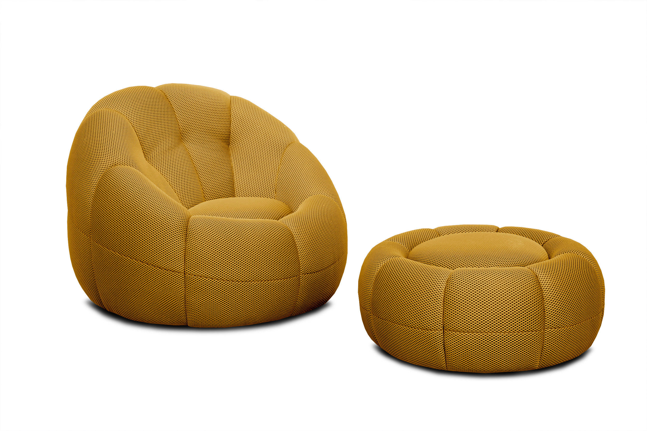 SESSEL UND POUF FIGO UND FAGO, gelb - Gelb, Holzwerkstoff/Textil (104/83/104cm) - Courtois Laville
