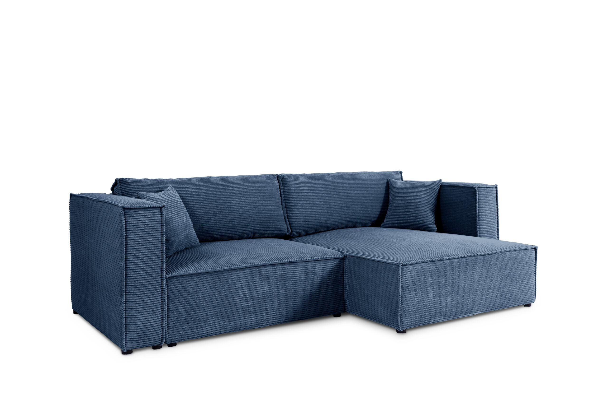 ECKSOFA mit Schlaffunktion Cord Blau - Blau, Textil (245/148cm) - Furnisell