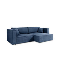 ECKSOFA mit Schlaffunktion Cord Blau - Blau, Textil (245/148cm) - Furnisell