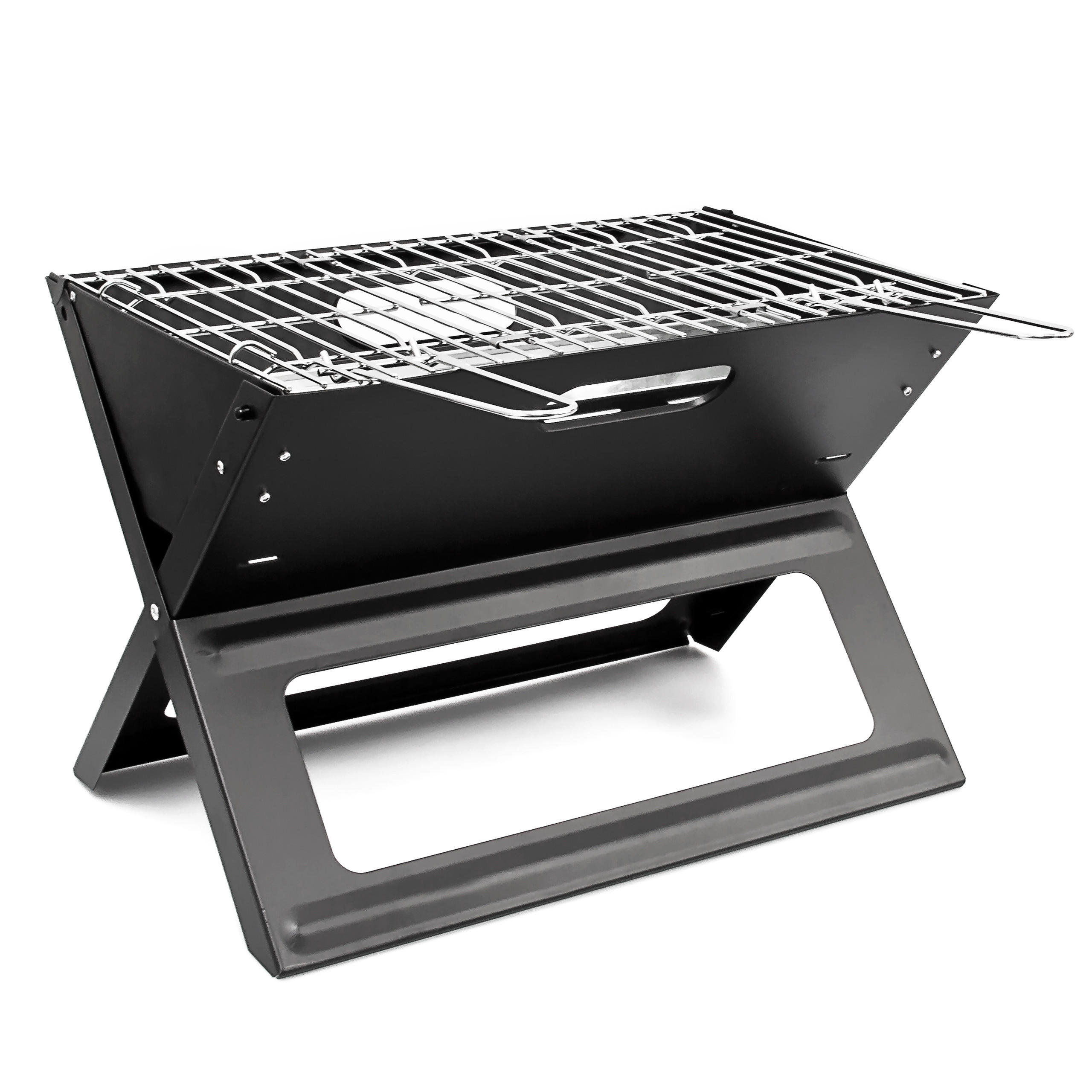 KLAPPGRILL - Silberfarben, Metall (30/30.5/45.5cm) - Relaxdays