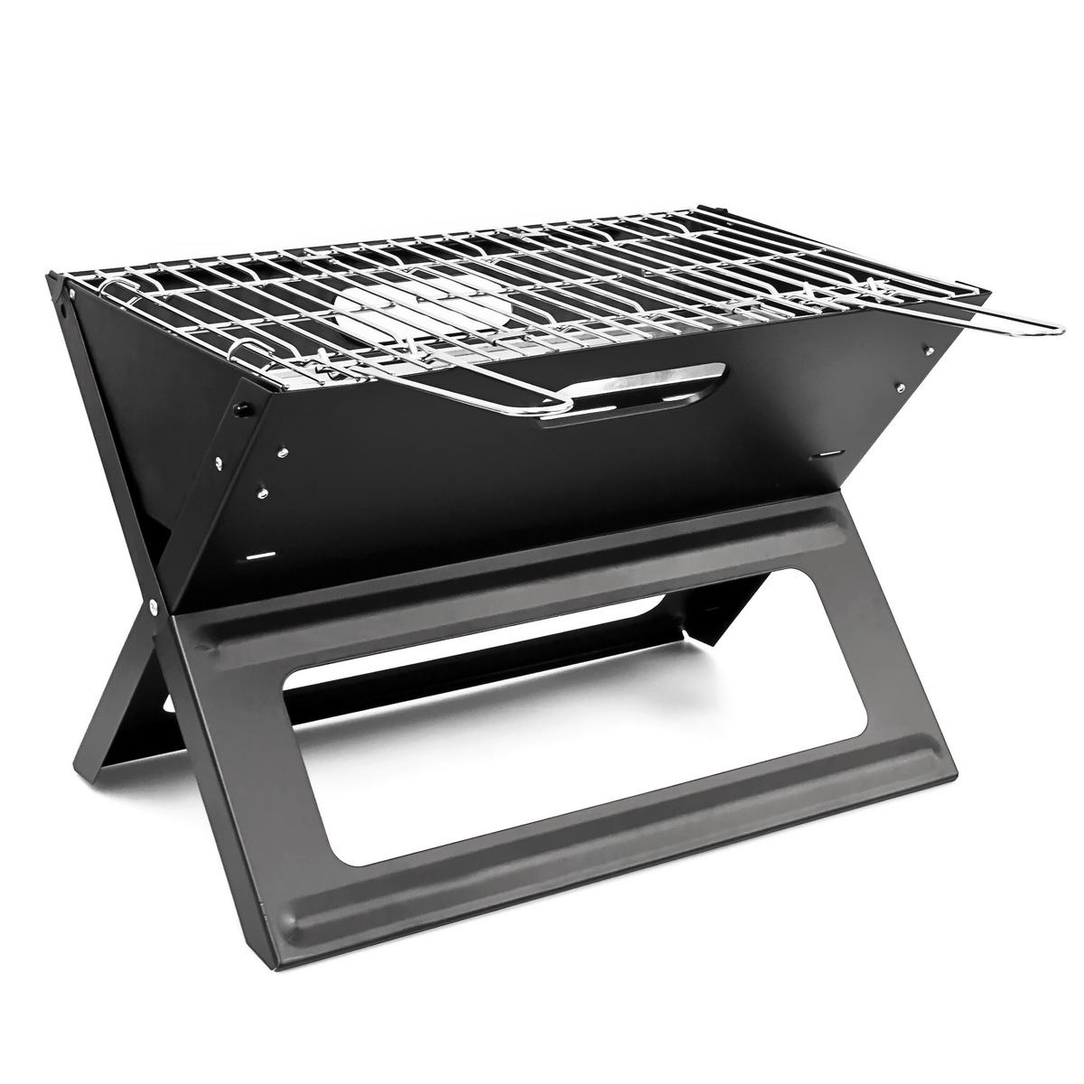 KLAPPGRILL - Silberfarben, Metall (30/30.5/45.5cm) - Relaxdays