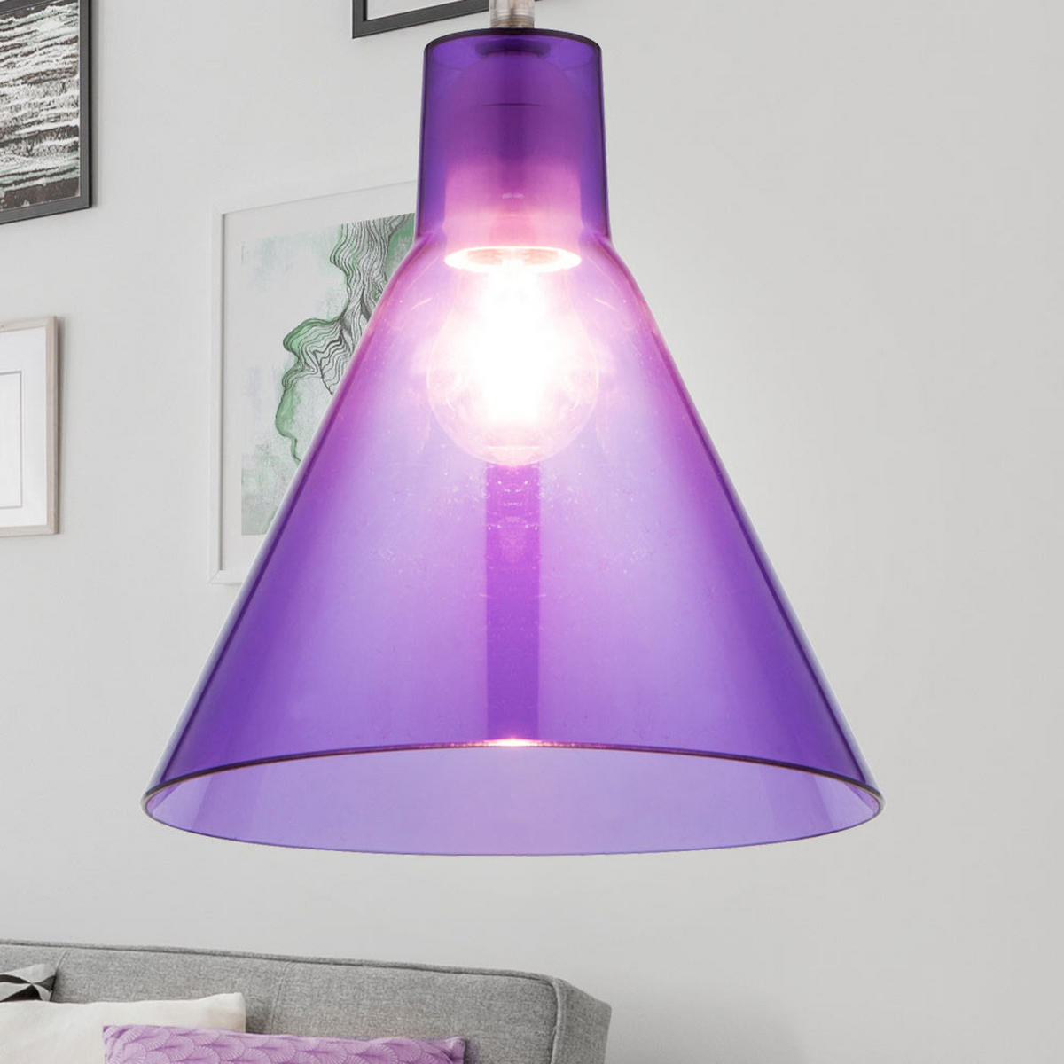 HÄNGELEUCHTE Metall Acryl Lila - Lila, Metall (21.3/21.3/113cm) - Globo Lighting