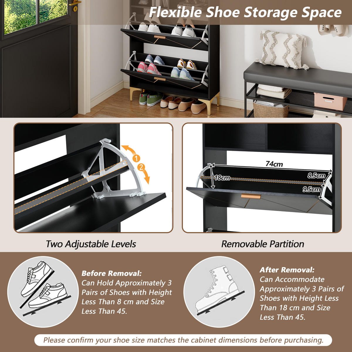 SCHUHSCHRANK Schwarz 80/25/117 cm - Schwarz, Holzwerkstoff (80/117/25cm) - PANGIVO