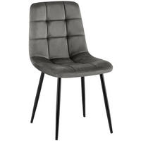 STUHL Samt Dunkelgrau - Dunkelgrau/Schwarz, Textil/Metall (45/84/55cm) - CLP