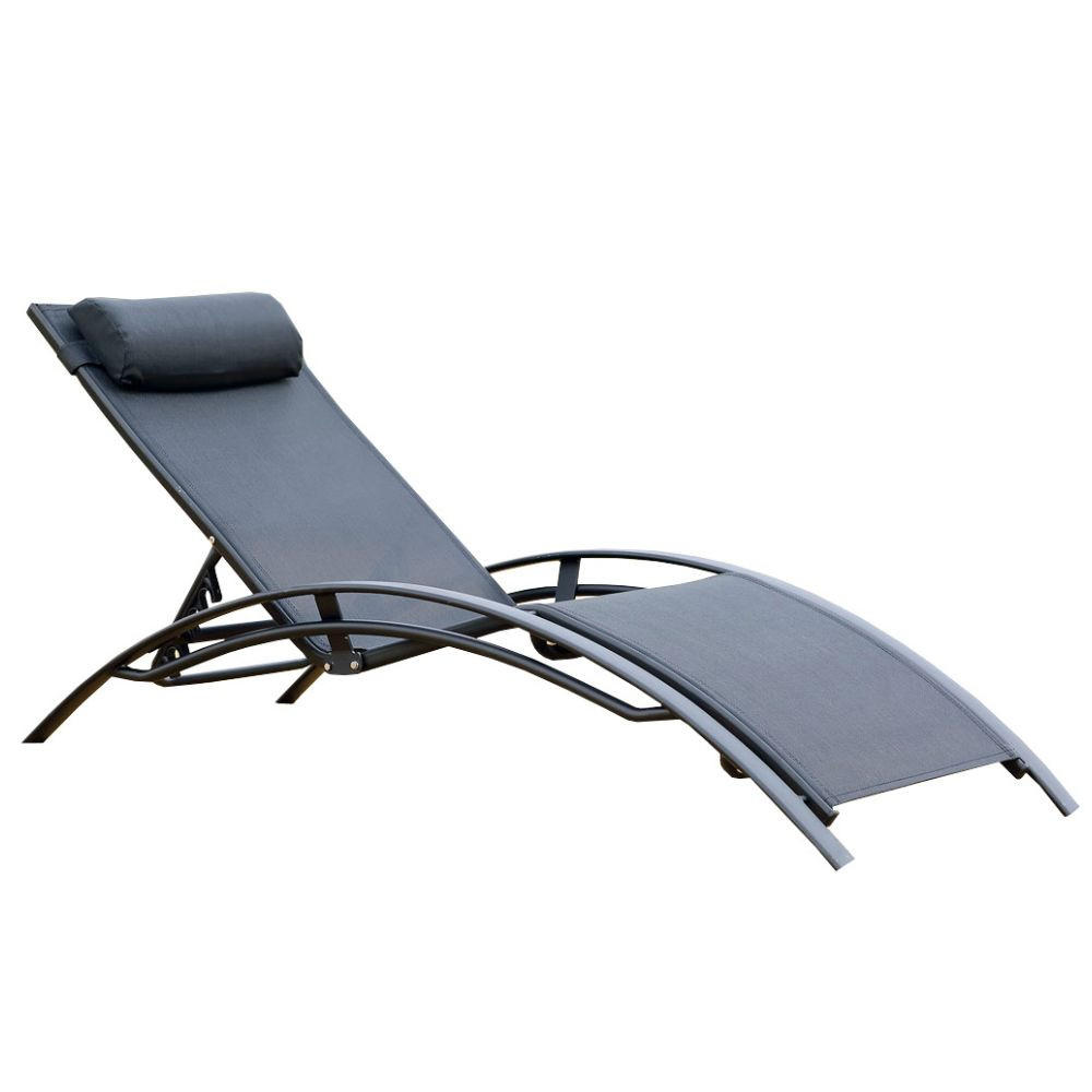 LIEGESTUHL Bahia Schwarz Aus Aluminium - Schwarz, Metall (66/30/179cm) - Concept Usine