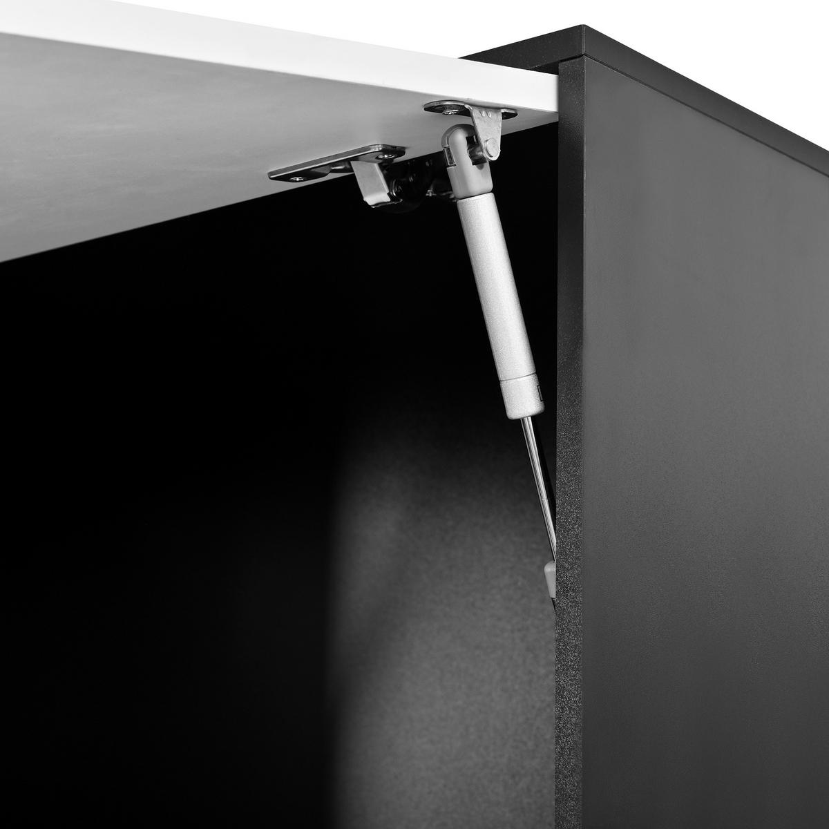 HOCHSCHRANK mit LED, Türen und Schubladen - Schwarz/Weiß, Holzwerkstoff (120/180/35cm) - FLIEKS