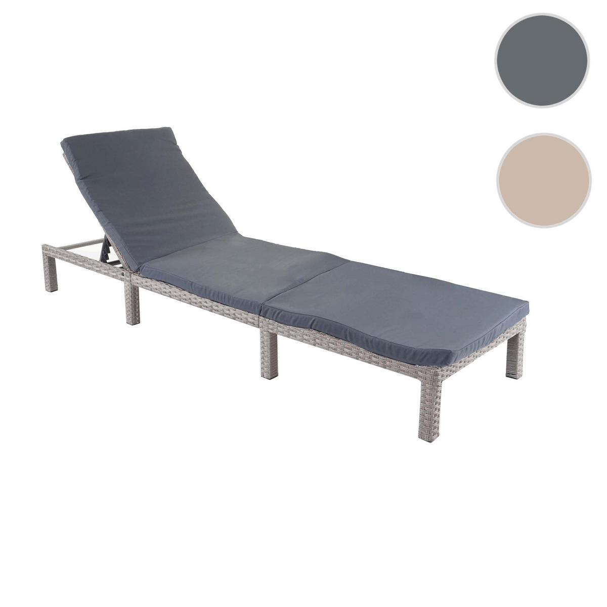 POLY-RATTAN SONNENLIEGE BASIC Grau, Grau - Grau, Kunststoff (60/71/198cm) - MCW