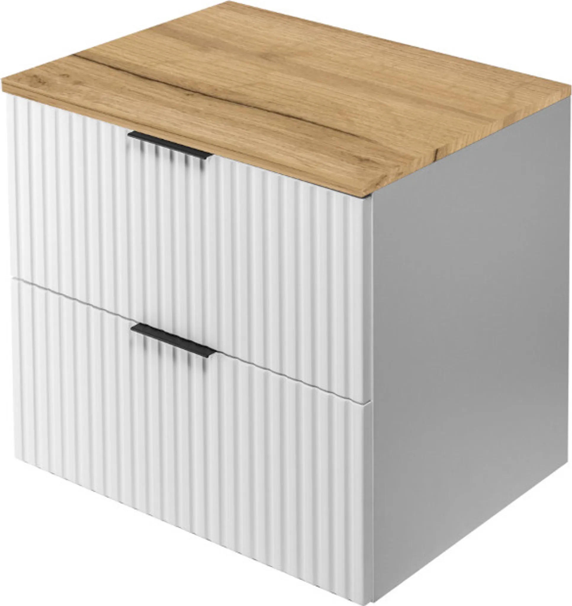 WASCHBECKUNTERSCHRANK FLOW mit platte Weiß/Eiche 60/57/46 cm - Weiß, Holzwerkstoff (60/57/46cm) - Rodan