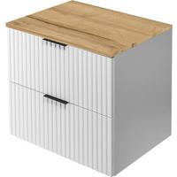 WASCHBECKUNTERSCHRANK FLOW mit platte Weiß/Eiche 60/57/46 cm - Weiß, Holzwerkstoff (60/57/46cm) - Rodan