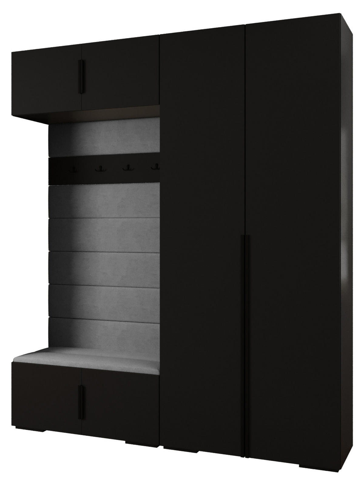 GARDEROBEN-SET 236,7/200/47 - Schwarz/Grau, Holz/Kunststoff (200/236.7/47cm) - Abiks Möbel