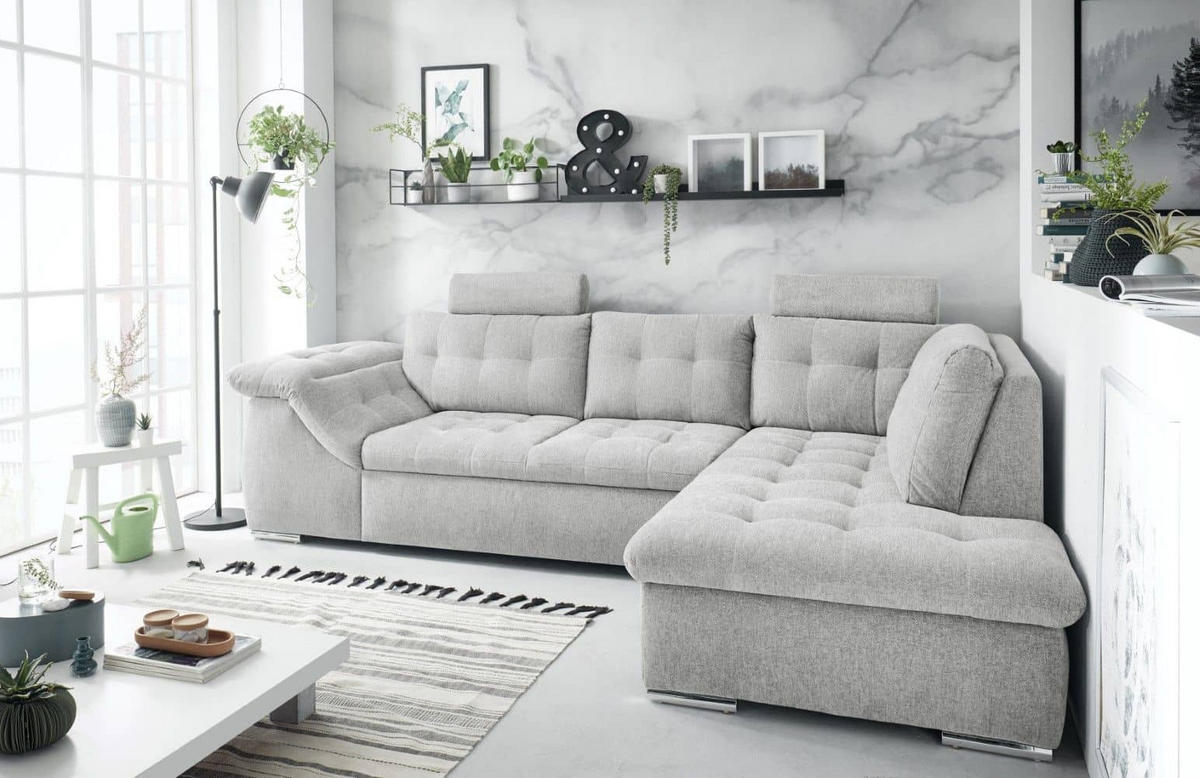 ECKSOFA mit Schlaffunktion und Bettkasten - Chromfarben/Anthrazit, Holzwerkstoff/Kunststoff (193/283cm) - ed exciting design