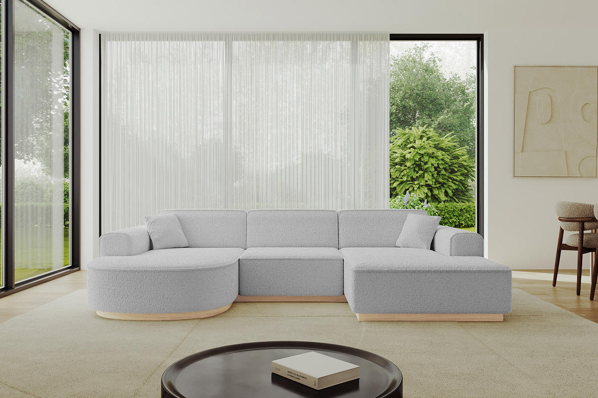 WOHNLANDSCHAFT ARRIO-U1 303x171x83 cm Hellgrau - Hellgrau, Holzwerkstoff/Textil (303/83/171cm) - ALTDECOR