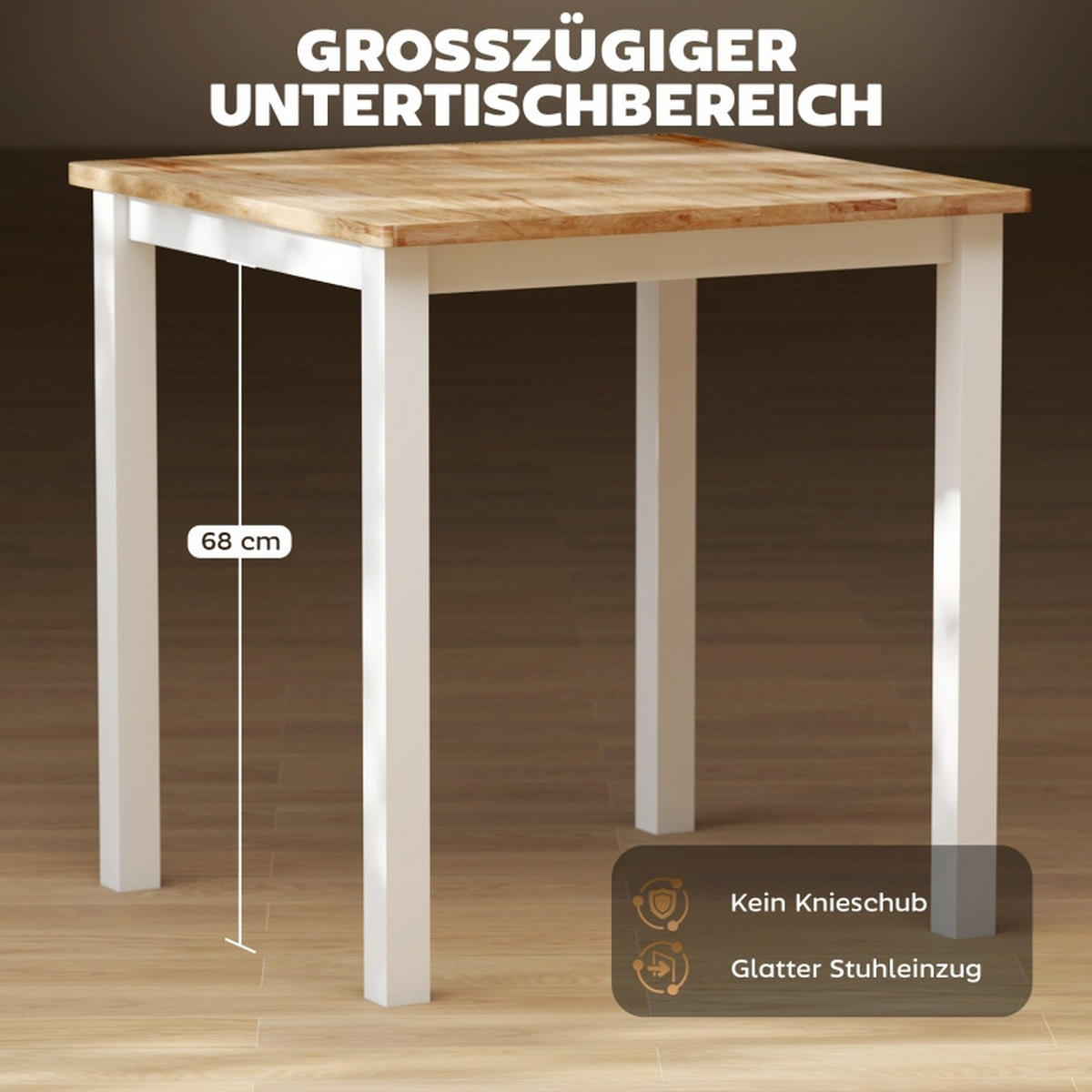 ESSTISCH 69/69/75 cm aus Kautschukholz DE-39909 Natur - Eichefarben, Holzwerkstoff (69/69/75cm) - ComfortXL