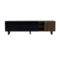 TV-LOWBOARD 180/38/50 cm in Schwarz/Natur mit Hochglanzfronten und 4 Türen - Hellbraun, Holzwerkstoff (180/50/38cm) - Flora Grace