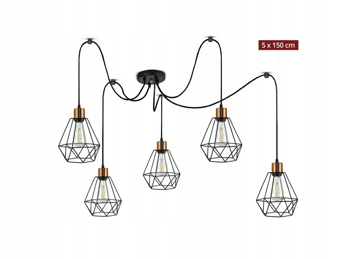 PENDELLEUCHTE EDISON - Goldfarben/Schwarz, Metall (20/20/150cm) - kiki design