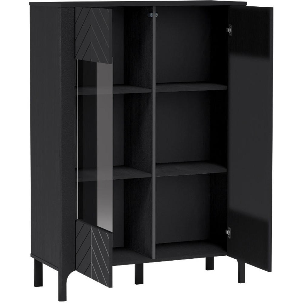 VITRINE Lume mit 2 Glastüren, 100 cm, schwarz - Schwarz, Holzwerkstoff (103/145/40.5cm) - Beautysofa