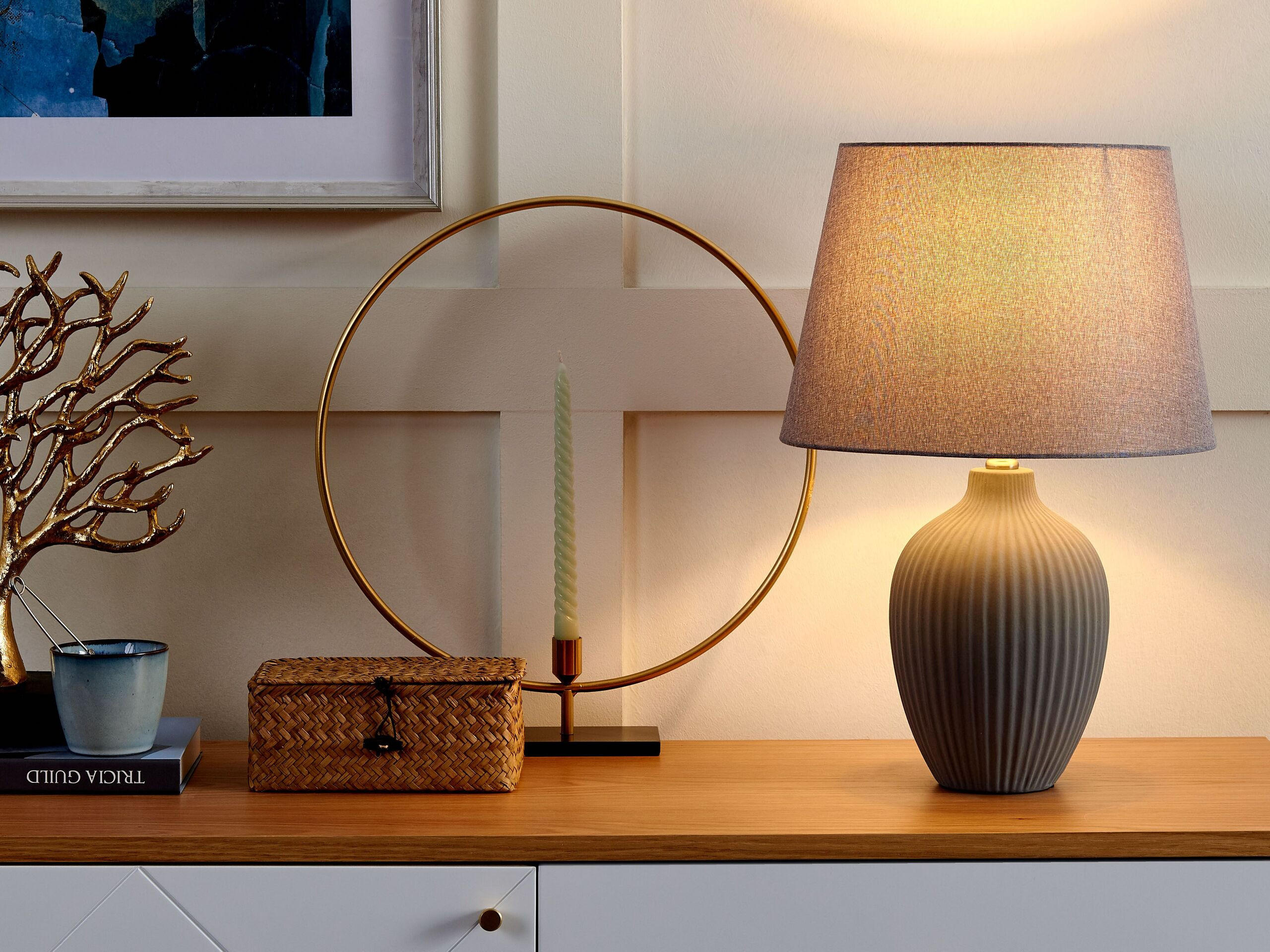 TISCHLAMPE Fergus 33/33/52 cm - Grau, Keramik (33/33/52cm) - Beliani