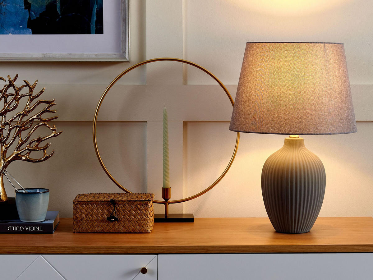 TISCHLAMPE Fergus 33/33/52 cm - Grau, Keramik (33/33/52cm) - Beliani