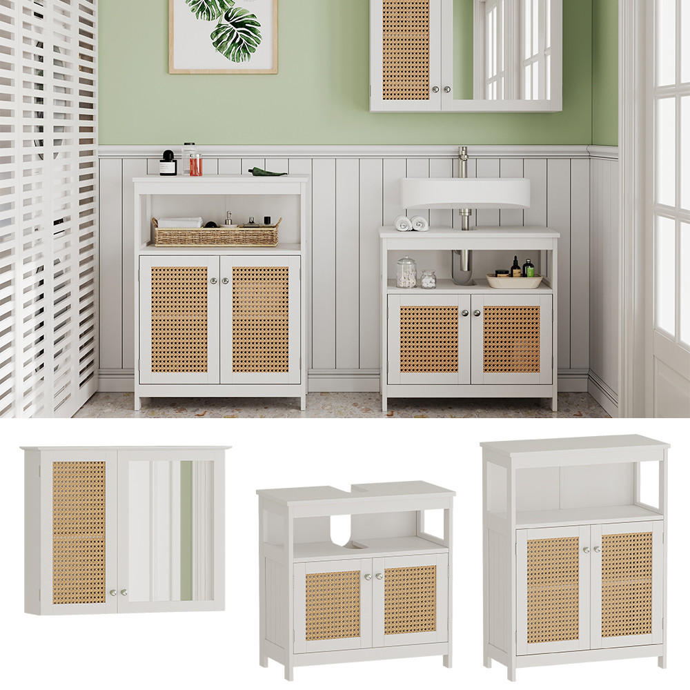 BADMÖBEL-SET Rosario Weiß 3 Teile - Weiß, Holzwerkstoff (60/60/30cm) - Vicco