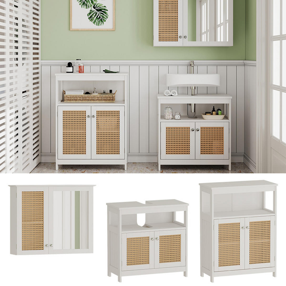 BADMÖBEL-SET Rosario Weiß 3 Teile - Weiß, Holzwerkstoff (60/60/30cm) - Vicco
