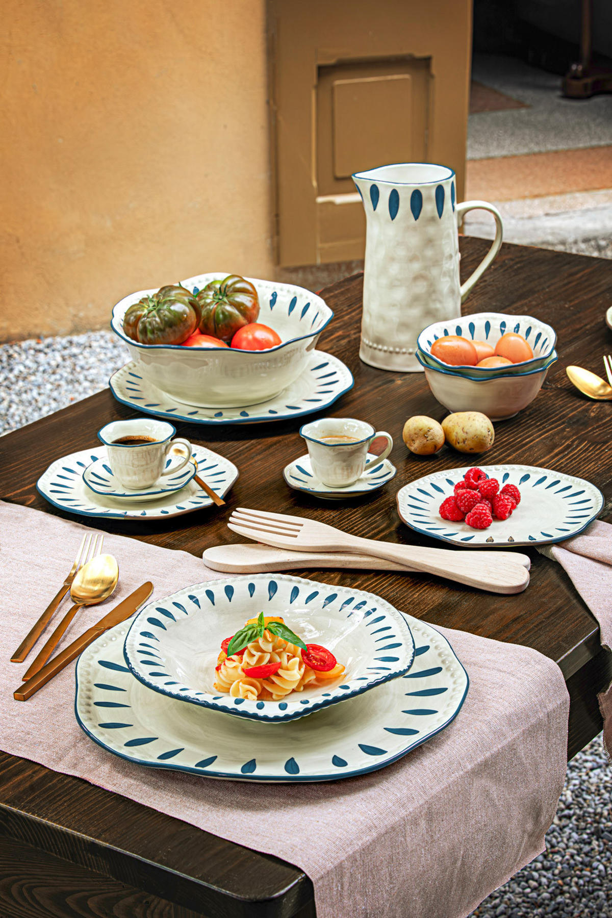 SALATSCHÜSSEL Domitilla Aqua Grün - Multicolor, Keramik (24cm) - Rose & Tulipani