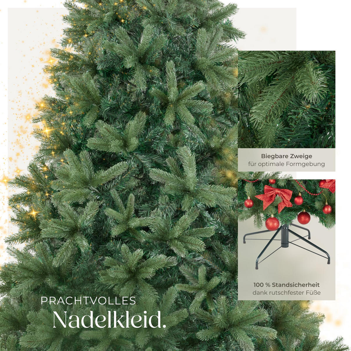 WEIHNACHTSBAUM Prancer, pulverbeschichteter Metallständer mit Kunststoffkappen, grün - Grün, Kunststoff (230cm) - tectake
