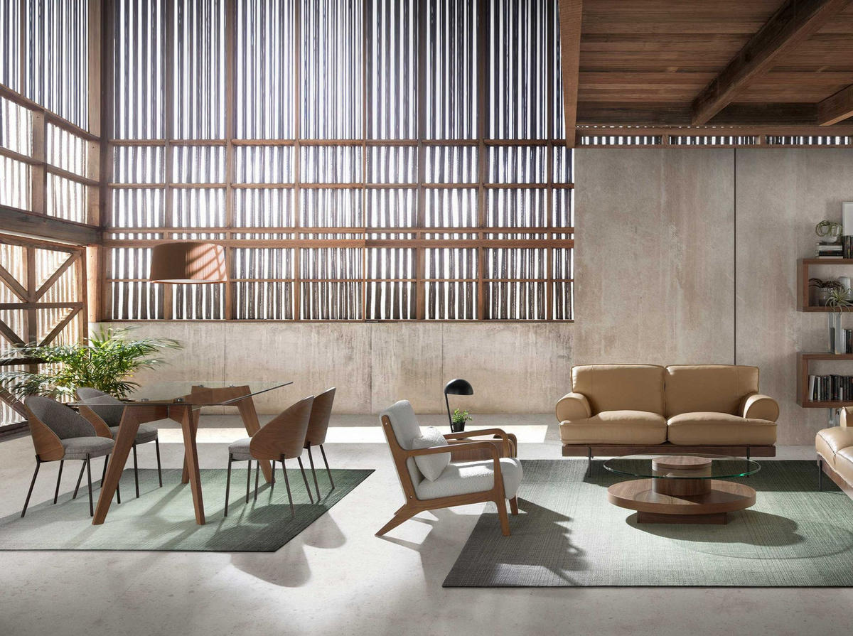 STUHL aus grauem Stoff und Nussbaumholz - Nussbaumfarben/Walnussfarben, Holz/Textil (54/75/54cm) - ANGEL CERDA