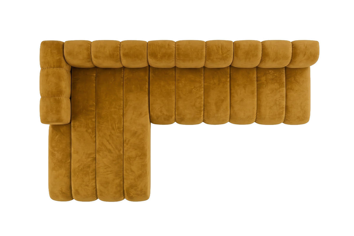 ECKSOFA Modulares In L-Form, Velvet-Stoff Riviera, Senffarbe, Links, GRAND 295 cm - Gelb, Holz (295/179cm) - Kaiser Möbel