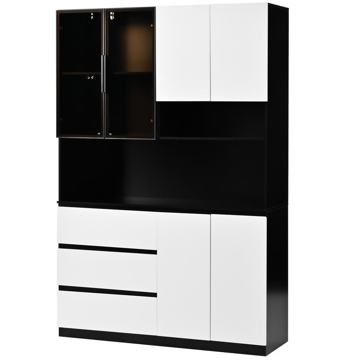 BUFFETSCHRANK Weiß-Schwarz 120.5/40/180 cm - Weiß, Holz (120.5/180/40cm) - PANGIVO
