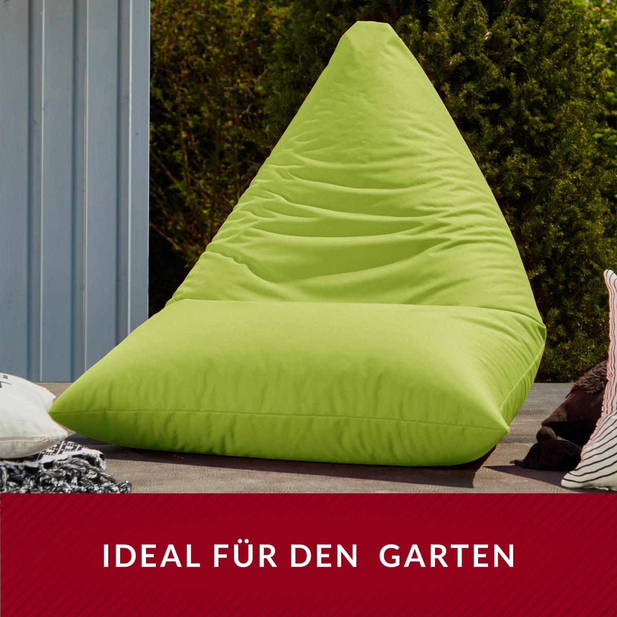 OUTDOOR SITZSACK Triangle 150x100x100cm - Grün, Textil (100/100/150cm) - Green Bean