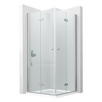 DUSCHKABINEN mit Doppel-Falttür 80/90/185 cm - Transparent, Glas (90/80/185cm) - EMKE