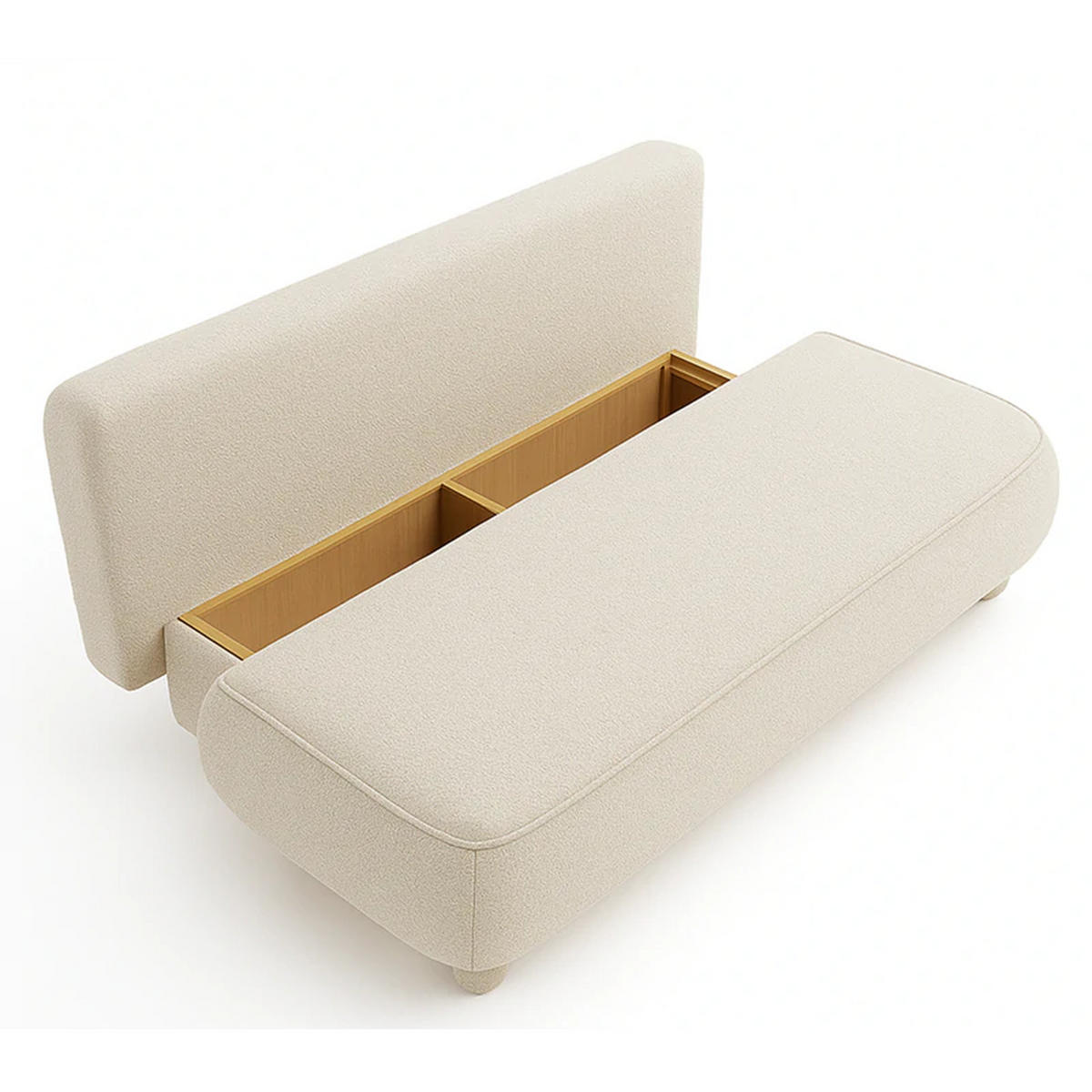 SCHLAFSOFA MAJA, Sofa mit Schlaffunktion und Bettkasten, Farbe: Creme, Bouclé-Stoff - Creme, Textil (209/96/96cm) - Sepro Meble