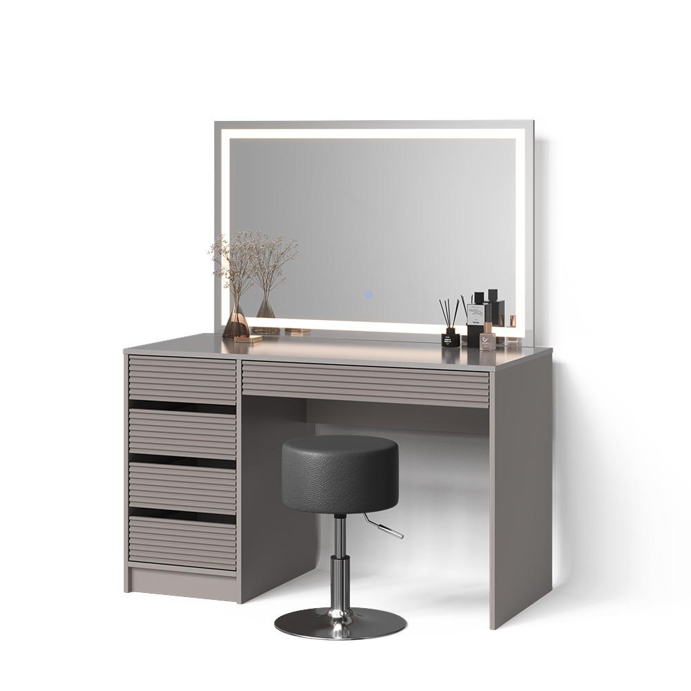 SCHMINKTISCH Imola Cashmere mit LED-Spiegel und Hocker - Kaschmir, Holzwerkstoff (120/75/55cm) - Livinity®